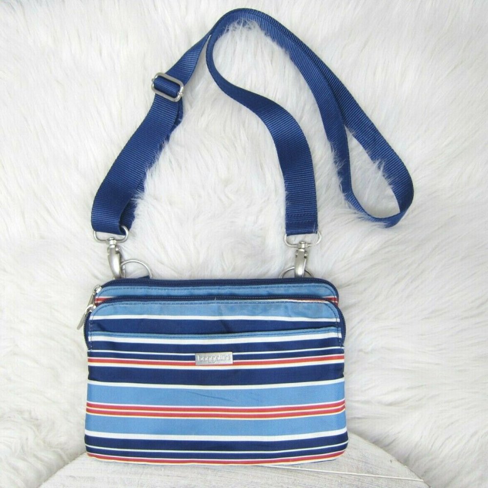 Baggallini Mini Everyday Bagg Crossbody Purse Blue Stripes